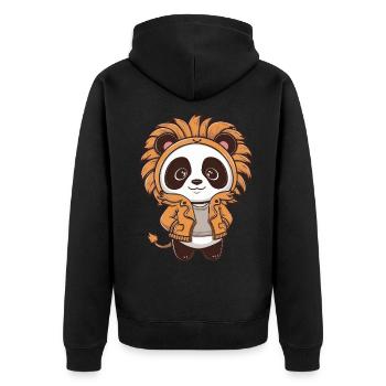 Panda Kawaii en tenue de lion - Veste à capuche bio Premium Unisexe - noir - Dos - Nico (187cm)