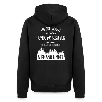 Hundebesitzer - Unisex Premium Bio Zip Hoodie - Schwarz - Hinten - Nico (187cm)