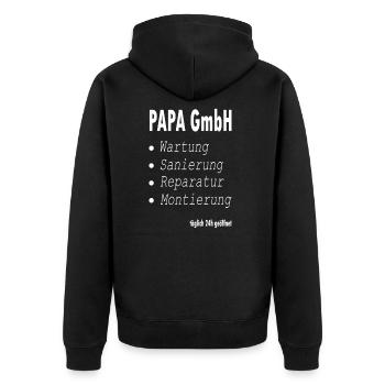 Papa Vater Bester Papa Superdad Vatertag Lustig - Unisex Premium Bio Zip Hoodie - Schwarz - Hinten - Nico (187cm)