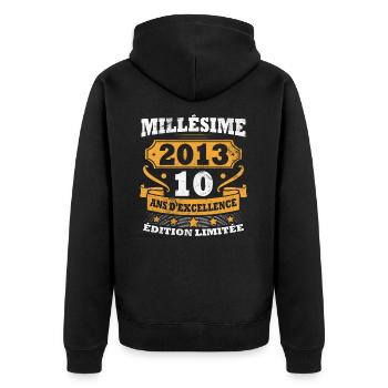 Millésime 2013 Rétro Cadeau D'nniversaire 10 ans - Veste à capuche bio Premium Unisexe - noir - Dos - Nico (187cm)
