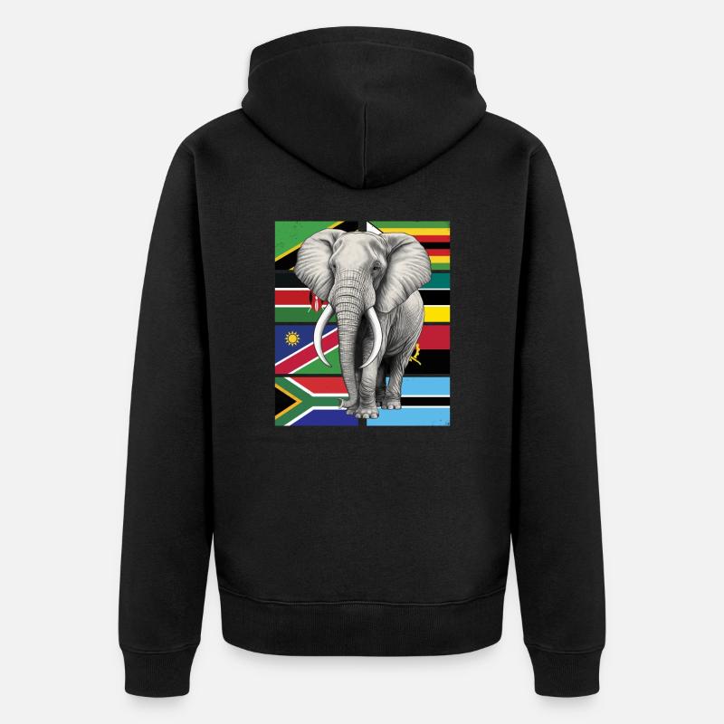 Drapeaux éléphants d’Afrique - Veste à capuche bio Premium Unisexe - noir