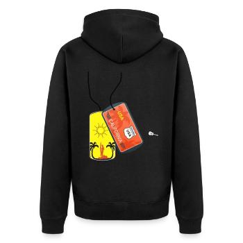 Dog tag California Surfer Sun - Unisex Premium Organic Zip Hoodie - black - Back - Nico (187cm)