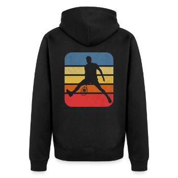 Tennisspieler Tennisschläger Tennisplatz Geschenk - Unisex Premium Bio Zip Hoodie - Schwarz - Hinten - Nico (187cm)
