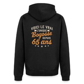 Voici le vrai l'unique bogosse depuis 65 ans - Veste à capuche bio Premium Unisexe - noir - Dos - Nico (187cm)