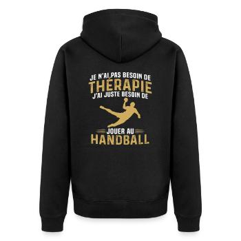 J'ai juste besoin de jouer au handball - Veste à capuche bio Premium Unisexe - noir - Dos - Nico (187cm)