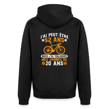Anniversaire 52 ans pour un cycliste cadeau vélo - Veste à capuche bio Premium Unisexe - noir - Dos - Nico (187cm)