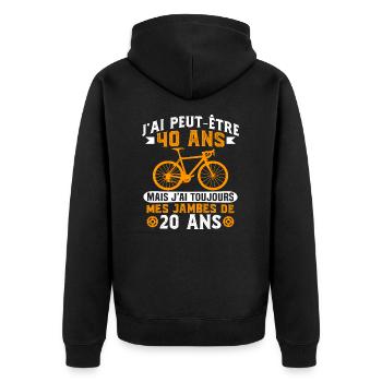 Anniversaire 40 ans pour un cycliste cadeau vélo - Veste à capuche bio Premium Unisexe - noir - Dos - Nico (187cm)