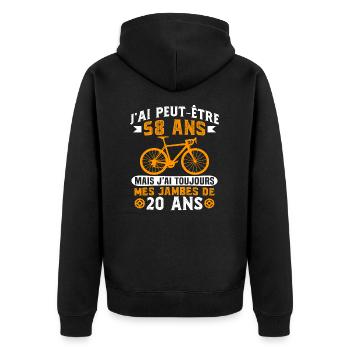 Anniversaire 58 ans pour un cycliste cadeau vélo - Veste à capuche bio Premium Unisexe - noir - Dos - Nico (187cm)