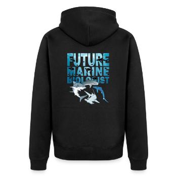 Future Marine Biologist Haiarten - Unisex Premium Bio Zip Hoodie - Schwarz - Hinten - Nico (187cm)