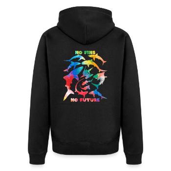 No fins no future Regenbogenfarben - Unisex Premium Bio Zip Hoodie - Schwarz - Hinten - Nico (187cm)