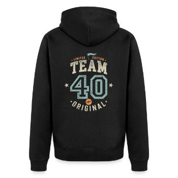 Team 40 - 100% Original / Limited Edition - Unisex Premium Bio Zip Hoodie - Schwarz - Hinten - Nico (187cm)