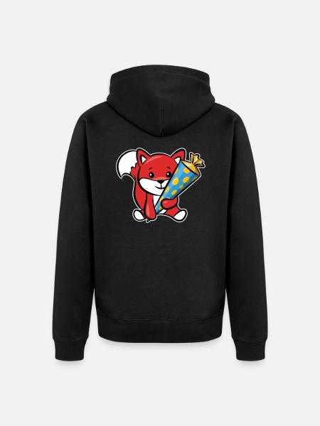 Cunning fox with sugar cone - Unisex Premium Organic Zip Hoodie - black