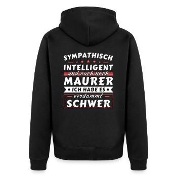 Ich habe 2 Titel Papa undIch habe 2 Titel Papa und - Unisex Premium Bio Zip Hoodie - Schwarz - Hinten - Nico (187cm)