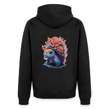 Motif Floral Tortue - Veste à capuche bio Premium Unisexe - noir - Dos - Nico (187cm)