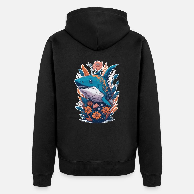 Fleurs de requin - Veste à capuche bio Premium Unisexe - noir
