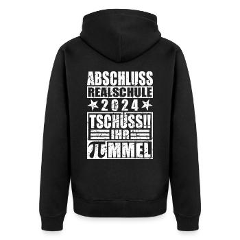 Abschluss 2024 Realschule - Unisex Premium Bio Zip Hoodie - Schwarz - Hinten - Nico (187cm)