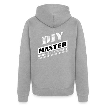 DIY Master - Unisex Premium Bio Zip Hoodie - Grau meliert - Hinten - Nico (187cm)