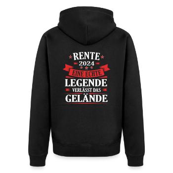 Rente 2024 - Legende im Ruhestand Abschied Rentner - Unisex Premium Bio Zip Hoodie - Schwarz - Hinten - Nico (187cm)