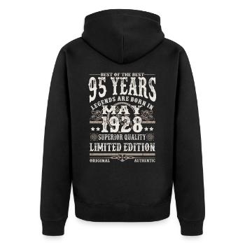 Born in May 1928 - 95 years old - Unisex Premium Organic Zip Hoodie - black - Back - Nico (187cm)