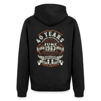 40 years old - born in june 1983 - Unisex Premium Organic Zip Hoodie - black - Back - Nico (187cm)
