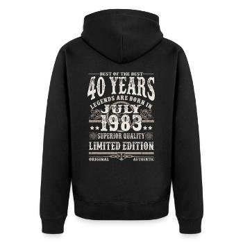 legends born in july 1983 - 40 years - Unisex Premium Organic Zip Hoodie - black - Back - Nico (187cm)