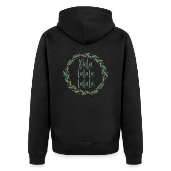Fa La La Sage Green Christmas Wreath Fun - Unisex Premium Organic Zip Hoodie - black - Back - Nico (187cm)