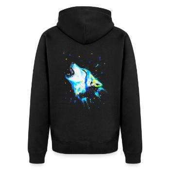 Loup hurlant bleu - Veste à capuche bio Premium Unisexe - noir - Dos - Nico (187cm)