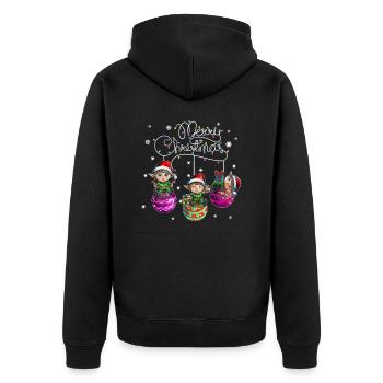 Merry Christmas Elf Christmas Ball Motif - Unisex Premium Organic Zip Hoodie - black - Back - Nico (187cm)