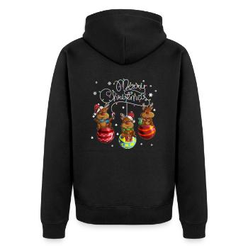 Merry Christmas Reindeer Christmas Ball Motif - Unisex Premium Organic Zip Hoodie - black - Back - Nico (187cm)