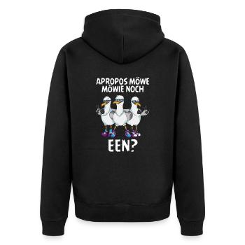 Apropos Möwe Möwie noch een Sabbel nich dat geit - Unisex Premium Bio Zip Hoodie - Schwarz - Hinten - Nico (187cm)