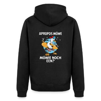 Apropos Möwe Möwie noch een Sabbel nich dat geit - Unisex Premium Bio Zip Hoodie - Schwarz - Hinten - Nico (187cm)