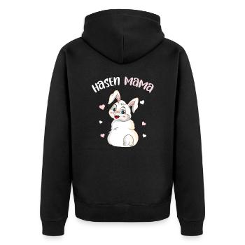 Hasenfreund Mom Hasenmutti Outfit beste Hasen Mama - Unisex Premium Bio Zip Hoodie - Schwarz - Hinten - Nico (187cm)