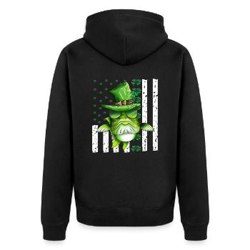 Feiertag St Patrick's Kostüm Verkleidung Angler - Unisex Premium Bio Zip Hoodie - Schwarz - Hinten - Nico (187cm)