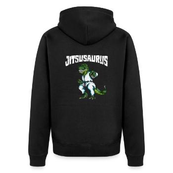 Funny Jiu-Jitsu Jujitsusaurus T-Rex Combat Costume - Unisex Premium Organic Zip Hoodie - black - Back - Nico (187cm)