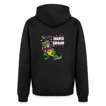 Mardi Grawr Fool's Costume T-Rex Dinosaur Kids - Unisex Premium Organic Zip Hoodie - black - Back - Nico (187cm)