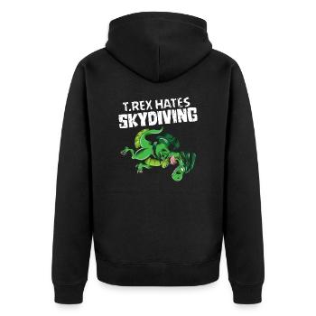 Skydive T Rex hates Skydiving Dino Outfit Funny - Unisex Premium Organic Zip Hoodie - black - Back - Nico (187cm)