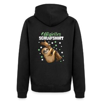 Schlafoutfit Pyjama süßes Faultier schläft Träumen - Unisex Premium Bio Zip Hoodie - Schwarz - Hinten - Nico (187cm)