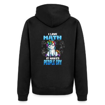 I love Math it makes people cry - Unisex Premium Organic Zip Hoodie - black - Back - Nico (187cm)