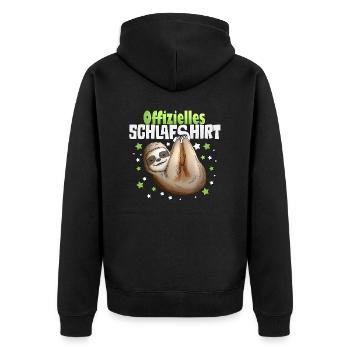 Faultier Schlafshirt Morgenmuffel Pyjama Nachthemd - Unisex Premium Bio Zip Hoodie - Schwarz - Hinten - Nico (187cm)