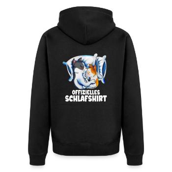 Katzenfreund Katzenbesitzer Schlafshirt Katzenpaar - Unisex Premium Bio Zip Hoodie - Schwarz - Hinten - Nico (187cm)