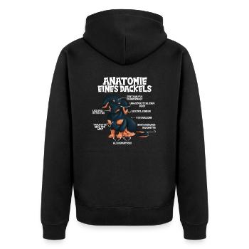 Lustig Hund Kostüm Anatomie Dackel Hundeliebhaber - Unisex Premium Bio Zip Hoodie - Schwarz - Hinten - Nico (187cm)