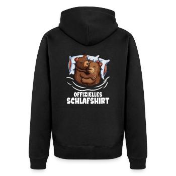 Offizielles Schlafshirt Bärchen Paar Bären Babybär - Unisex Premium Bio Zip Hoodie - Schwarz - Hinten - Nico (187cm)