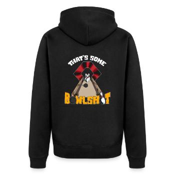 Bowlingoutfit Bowling Verein That's some Bowlshirt - Unisex Premium Bio Zip Hoodie - Schwarz - Hinten - Nico (187cm)