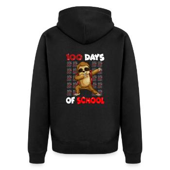 100 Tage Schule Faultier Kindergarten Design - Unisex Premium Bio Zip Hoodie - Schwarz - Hinten - Nico (187cm)