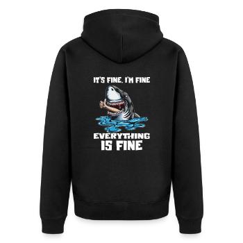 Drôle de dire requin, tout est bon, requin qui mange, - Veste à capuche bio Premium Unisexe - noir - Dos - Nico (187cm)