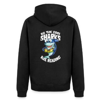 Shark Lit Livre Rat de livre Fan de livre Shark Lovers - Veste à capuche bio Premium Unisexe - noir - Dos - Nico (187cm)