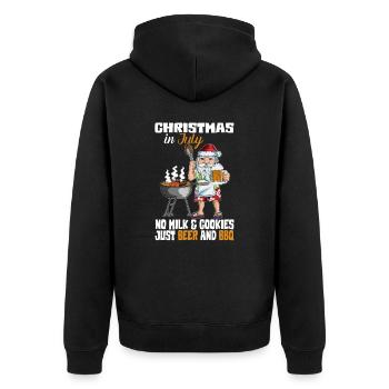 Statt milch Kekse Bier und BBQ Christmas In July - Unisex Premium Bio Zip Hoodie - Schwarz - Hinten - Nico (187cm)