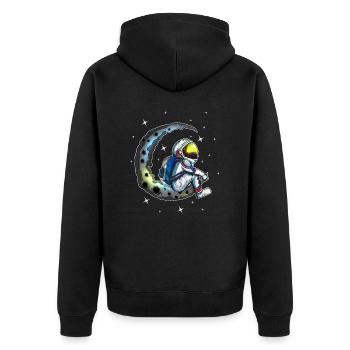 Astronaut Moon Astronomy Stars All Space Fan - Unisex Premium Organic Zip Hoodie - black - Back - Nico (187cm)