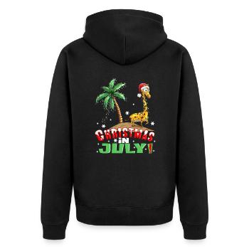 Giraffe Island Holidays in Summer Christmas in July - Unisex Premium Organic Zip Hoodie - black - Back - Nico (187cm)