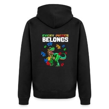 Spécial Enfants T-Rex Puzzle Autisme Dinosaure - Veste à capuche bio Premium Unisexe - noir - Dos - Nico (187cm)